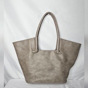 Anthropologie Slouchy Hobo Bag Gray Vegan Leather Tote with Small Purse